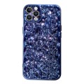 For iPhone 14 Pro Electroplated 3D Stone Texture TPU Phone Case(Blue)