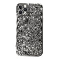 For iPhone 14 Pro Max Electroplated 3D Stone Texture TPU Phone Case(Silver)