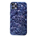 For iPhone 13 Pro Max Electroplated 3D Stone Texture TPU Phone Case(Blue)