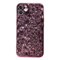 For iPhone 12 Electroplated 3D Stone Texture TPU Phone Case(Rose Gold)