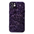 For iPhone 12 Electroplated 3D Stone Texture TPU Phone Case(Dark Purple)