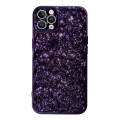 For iPhone 12 Pro Electroplated 3D Stone Texture TPU Phone Case(Dark Purple)