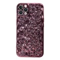 For iPhone 11 Pro Max Electroplated 3D Stone Texture TPU Phone Case(Rose Gold)