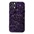 For iPhone 11 Pro Max Electroplated 3D Stone Texture TPU Phone Case(Dark Purple)
