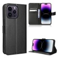 For iPhone 15 Pro Max Diamond Texture Leather Phone Case(Black)
