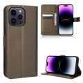 For iPhone 15 Pro Diamond Texture Leather Phone Case(Brown)