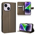 For iPhone 15 Diamond Texture Leather Phone Case(Brown)
