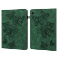For Samsung Galaxy Tab A9 Embossed Butterfly Pattern Horizontal Flip Leather Tablet Case(Green)