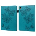 For Samsung Galaxy Tab S9 Embossed Butterfly Pattern Horizontal Flip Leather Tablet Case(Blue)