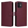 For iPhone 12 Pro / 12 BETOPNICE BN-005 2 in 1 Detachable Imitate Genuine Leather Phone Case(Wine Re