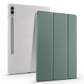 For Samsung Galaxy Tab S9+ 3-folding Transparent TPU Smart Leather Tablet Case with Pen Slot(Green)