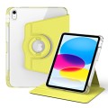 For iPad 10th Gen 10.9 2022 360 Rotation Detachable Clear Acrylic Leather Tablet Case(Yellow)