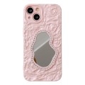 For iPhone 14 Plus Rose Texture Mirror TPU Phone Case(Pink)