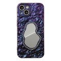 For iPhone 14 Plus Rose Texture Mirror TPU Phone Case(Purple)