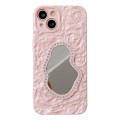 For iPhone 14 Rose Texture Mirror TPU Phone Case(Pink)