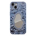 For iPhone 14 Rose Texture Mirror TPU Phone Case(Blue)