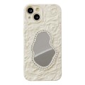 For iPhone 14 Rose Texture Mirror TPU Phone Case(Beige)