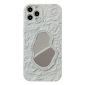 For iPhone 14 Pro Rose Texture Mirror TPU Phone Case(White)
