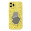 For iPhone 14 Pro Rose Texture Mirror TPU Phone Case(Yellow)