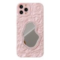 For iPhone 14 Pro Max Rose Texture Mirror TPU Phone Case(Pink)