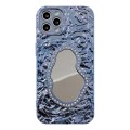 For iPhone 14 Pro Max Rose Texture Mirror TPU Phone Case(Blue)