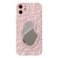 For iPhone 12 Rose Texture Mirror TPU Phone Case(Pink)