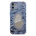 For iPhone 12 Rose Texture Mirror TPU Phone Case(Blue)