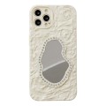 For iPhone 12 Pro Max Rose Texture Mirror TPU Phone Case(Beige)