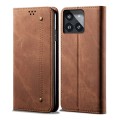 For Xiaomi Redmi K70/K70 Pro Denim Texture Casual Style Horizontal Flip Leather Case(Brown)