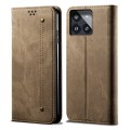 For Xiaomi Redmi K70E Denim Texture Casual Style Horizontal Flip Leather Case(Khaki)