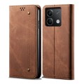 For Xiaomi Redmi 13C 5G Global Denim Texture Casual Style Horizontal Flip Leather Case(Brown)