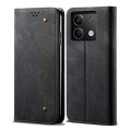 For Xiaomi Redmi 13C 5G Global Denim Texture Casual Style Horizontal Flip Leather Case(Black)