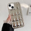 For iPhone 14 3D Grid Texture TPU Phone Case(Silver)