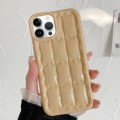 For iPhone 14 Pro Max 3D Grid Texture TPU Phone Case(Khaki)