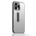 For iPhone 15 Pro Max Frosted Metal Hybrid TPU Holder Phone Case(Silver)