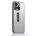 For iPhone 13 Frosted Metal Hybrid TPU Holder Phone Case(Silver)