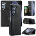 For Samsung Galaxy Z Fold5 JEEHOOD Retro Magnetic Detachable Wallet Phone Case(Black)