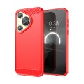 For Huawei Pura 70 Brushed Texture Carbon Fiber TPU Phone Case(Red)