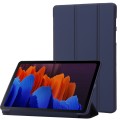 For Samsung Galaxy Tab S9 3-Fold Holder Silicone Leather Tablet Case(Dark Blue)