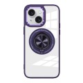 For iPhone 15 Plus Magnetic Rotating Ring Holder Acrylic Phone Case(Dark Purple)