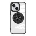 For iPhone 15 Plus Magnetic Rotating Ring Holder Acrylic Phone Case(Black)