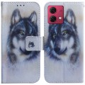 For Motorola Moto G84 Coloured Drawing Flip Leather Phone Case(White Wolf)