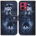 For Motorola Moto G84 Coloured Drawing Flip Leather Phone Case(Wolf and Dog)