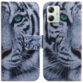 For Motorola Moto G54 Coloured Drawing Flip Leather Phone Case(Tiger)