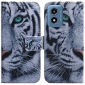 For Motorola Moto G Play 4G 2024 Coloured Drawing Flip Leather Phone Case(Tiger)
