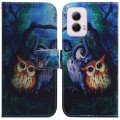 For Motorola Moto G Power 5G 2024 Coloured Drawing Flip Leather Phone Case(Oil Painting Owl)