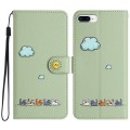 For iPhone 8 Plus / 7 Plus Cartoon Cats Leather Phone Case(Green)
