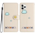 For iPhone 11 Pro Cartoon Cats Leather Phone Case(Beige White)