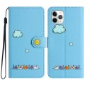 For iPhone 11 Pro Max Cartoon Cats Leather Phone Case(Blue)