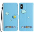 For iPhone XS / X Cartoon Cats Leather Phone Case(Blue)